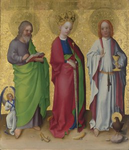 De hellige Matteus, Katarina av Alexandria og evangelisten Johannes, ca. 1450