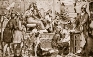 St. Augustine forkynner for sakserne, 597, illustrasjon fra 'Hutchinson's Story of the British Nation', ca. 1920 av Stephen Briggs Carlil