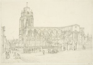 Sørvisning av St Mary Redcliffe Church, ca. 1835 (blyant på papir) av Stephen C. Jones