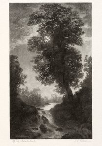 En foss ved måneskinn, 1887. av Stephen Greeley Putnam