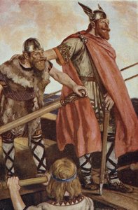 Erik the Red (950-1003/04) sets sail for Greenland, illustration from 