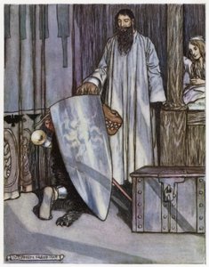 Illustrasjon for Siegfried the Dragon-Slayer (farge litho) av Stephen Reid