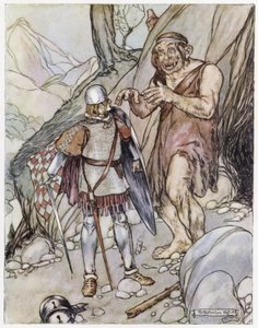 Illustrasjon for Siegfried the Dragon-Slayer (farge litho) av Stephen Reid