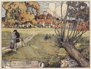 Illustrasjon til Den øde landsbyen av Oliver Goldsmith (fargelitografi) av Stephen Reid