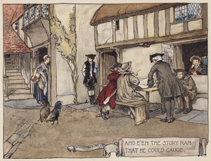 Illustrasjon til Den øde landsbyen av Oliver Goldsmith (fargelitografi)