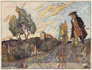 Illustrasjon til Den øde landsbyen av Oliver Goldsmith (fargelitografi) av Stephen Reid