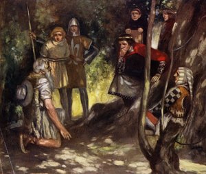 Saint Louis av Frankrike i Vincennes-skogen (farge litho) av Stephen Reid