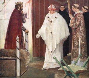 Stephen Langtons intervju med King John (farge litho) av Stephen Reid