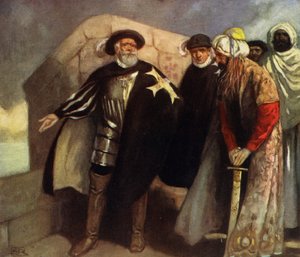 The White Cross Knights i Fort of Saint Angelo (farge litho)