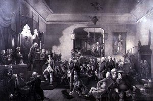 Innvielsen av Robert Burns (1759–96) som poetprisvinner ved Lodge, Canongate, Edinburgh av Stewart Watson