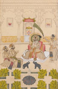 Maharana Amar Singh II vises to sølvelefanter, ca. 1705. av Stipple Master