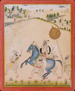 Maharana Amar Singh II rir på en Jodhpur-hest, ca. 1700-1710. av Stipple Master