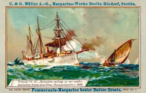 Deutscher Kreuzer Schwalbe verfolgt eine Sklavendhau vor der ostafrikanischen Küste