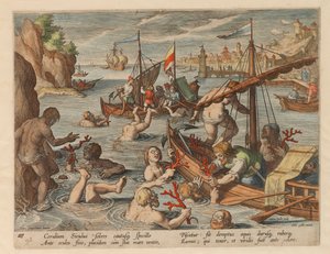 Fiske etter koraller. Fra serien Hunting of Wild Animals, Birds and Fish, 1578.