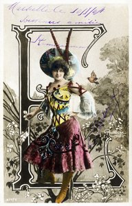 E : Constance Elise De Vere , fransk skuespillerinne, med engelsk opprinnelse født i Belgia - Theatre Marigny, Paris - Alfabet på postkort av Studio Reutlinger