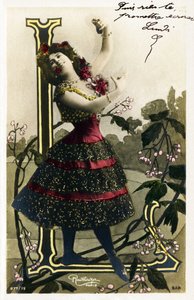 L: Luz Chavita, skuespiller og danser fra Belle Epoque - Opéra Comique , Paris - Alfabet på postkort av Studio Reutlinger