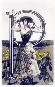 P : Mlle Lolita, kunstner fra 1900-tallet - Alfabet i postkort