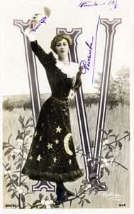 W : Liane De Pougy , danser og courstisane fra la Belle Epoque - alfabet på postkort av Studio Reutlinger