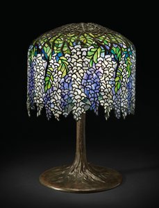 Wisteria bordlampe, ca. 1910 (blyglass og bronse)