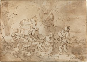 Bråk i et vertshus av Style of Adriaen van Ostade