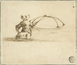 Fisker med garn av Style of Jacques Callot