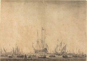 Marine av Style of Willem van de Velde the Younger