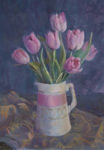 Rosa tulipaner, 2015 av Sue Wales