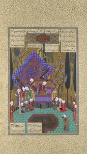 Zal Consults the Magi, Folio 73v fra Shahnama Book of Kings..., ca.1530-35