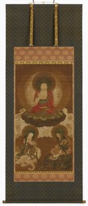 Buddhistisk triade: Sakyamuni, Manjusri og Samantabhadra, Edo-perioden, midten av 1600- og begynnelsen av 1700-tallet. av Sumiyoshi Gukei