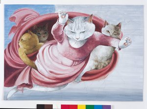 Illustrasjon fra Cats Galore! A Compendium of Cultured Cats (utgitt 2015) av Susan Herbert