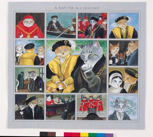 Illustrasjon fra Cats Galore! A Compendium of Cultured Cats (utgitt 2015) av Susan Herbert