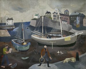 Brixham Harbor (olje på lerret)