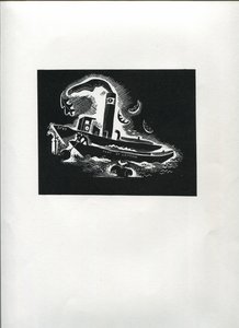 Thames Boat (linjeblokktrykk)
