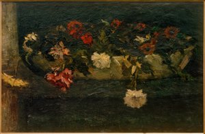 Stilleben med blomster i bolle