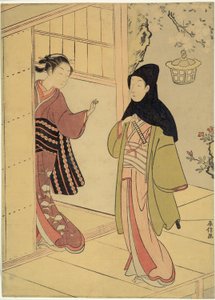 Et kveldsbesøk (en parodi på Junidan Soshi) av Suzuki Harunobu