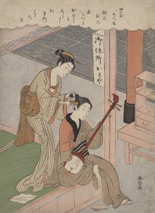 Combing His Hair, 1770., 1770. av Suzuki Harunobu
