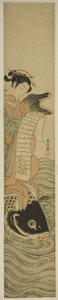 Courtesan Riding a Carp (parodi på Daoist Immortal Kinko [kinesisk: Qin Gao]) av Suzuki Harunobu