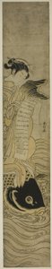 Courtesan Riding a Carp (parodi på Daoist Immortal Kinko [kinesisk: Qin Gao]) av Suzuki Harunobu