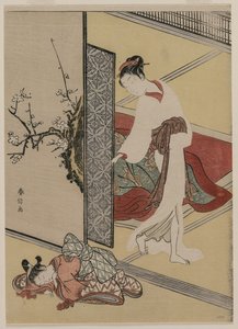 Kurtisane og sovende betjent, sent på 1760-tallet. av Suzuki Harunobu