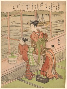 Double-Flowered Cherry: Motoura of the Minami Yamasakiya (Minami Yamasakiya uchi Motoura, Yaezakura), fra serien "Beauties of the Floating World Compared to Flowers (Ukiyo bijin hana ni yosu)" av Suzuki Harunobu