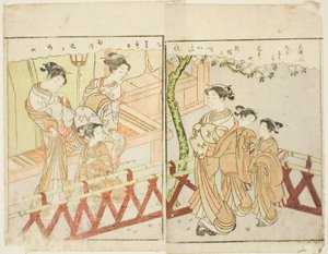 Tosidig illustrasjon fra Vol. 2 av "Picture Book of Spring Brocades (Ehon haru no nishiki)" av Suzuki Harunobu