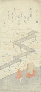 Åtte-plattformsbro (Yatsuhashi), fra "Tale of Ise (Ise Monogatari)" av Suzuki Harunobu