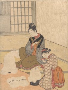 Evening Snow on the Nurioke, fra serien Eight Parlour Views, ca. 1766, ca. 1766. av Suzuki Harunobu