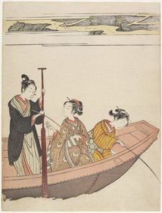 Fiske nær Mimeguri-helligdommen ved Sumida-elven, ca. 1767 av Suzuki Harunobu