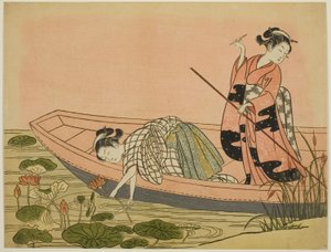 Samler lotusblomster av Suzuki Harunobu