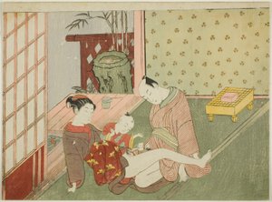 Lovers with Young Attendant Looking on, fra en serie uten navn med erotiske trykk