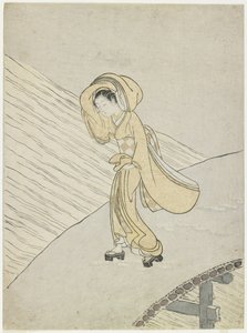 Forutsatt at Fujiwaras nedgang er poe m C Rossin g The difference, 1765 av Suzuki Harunobu