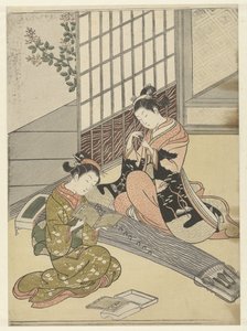 Sittende gjess ved koto-broene Åtte salongansikter (serietittel) Zashiki hakkei (serietittel) av Suzuki Harunobu