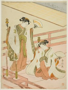The Dance of the Shrine Maidens Ohatsu og Onami av Suzuki Harunobu