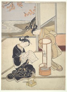 Te Eva Ning G Gow Of Andon: Zashiki Hakkei av Suzuki Harunobu